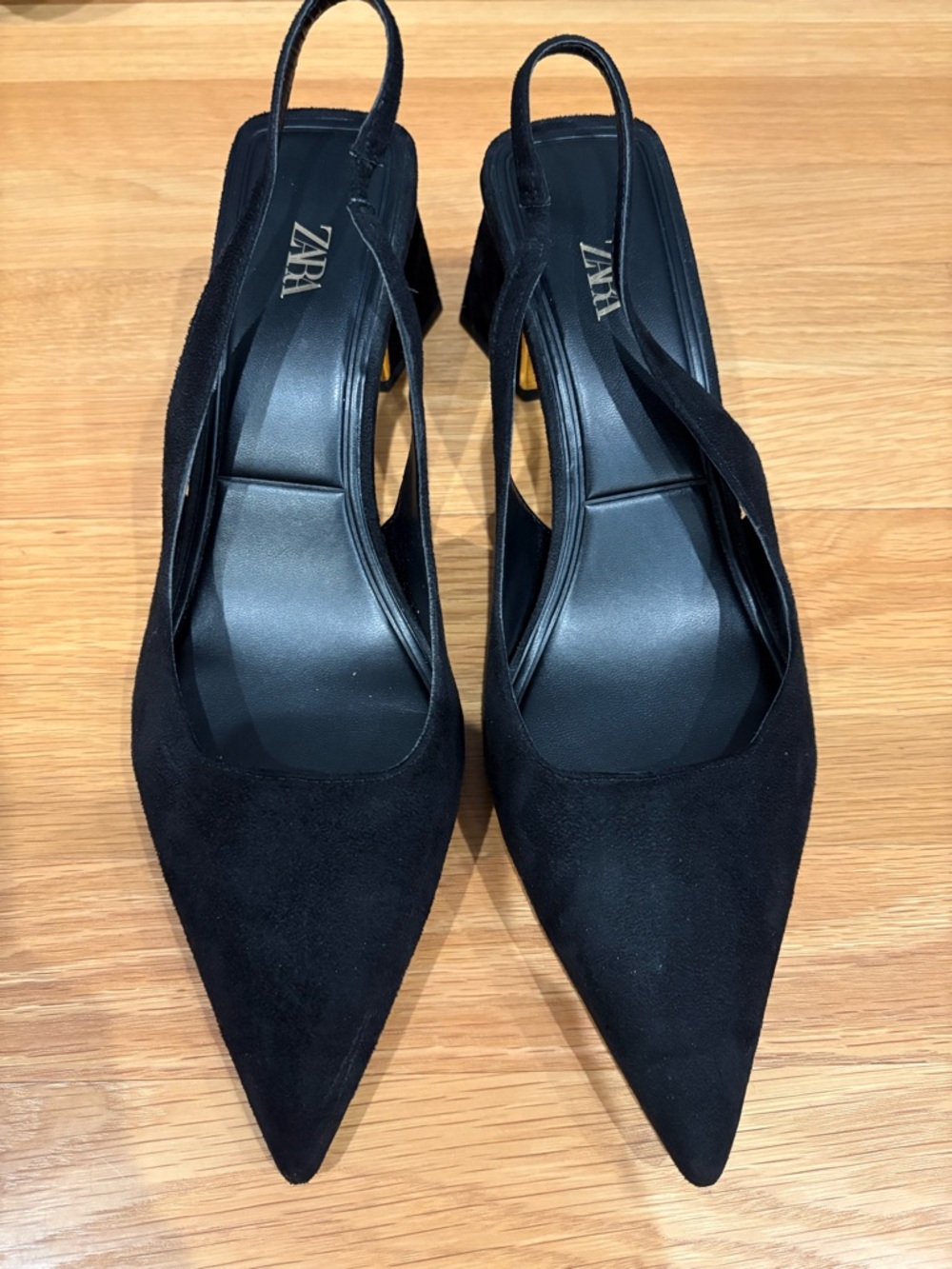 Zara Black Pointed Slingback Heels